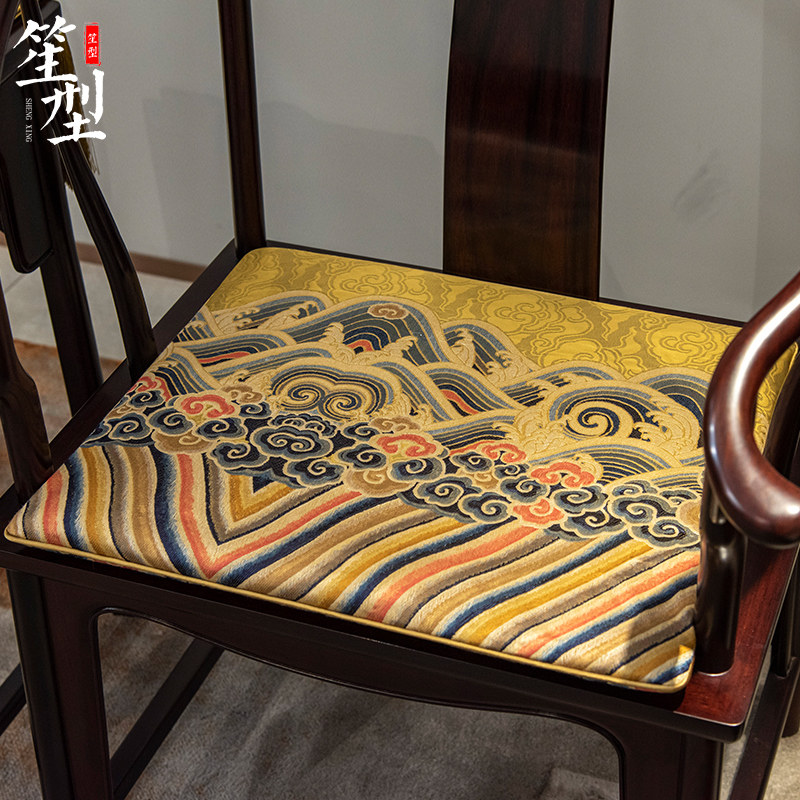海水江崖中式茶椅餐椅垫定制