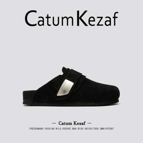 [高端轻奢]美国CatumKezaf黑色厚底勃肯鞋女秋季一脚蹬包头半拖鞋
