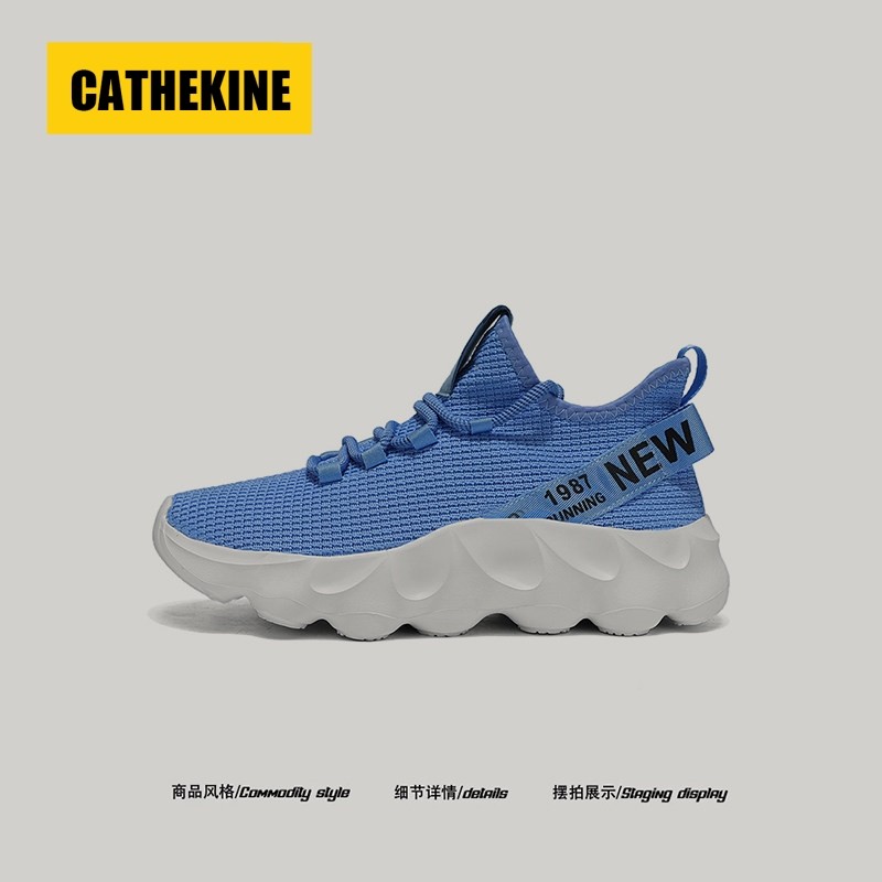 【颜值百搭】2026春季新款时尚字母飘带运动鞋男款大码网面跑步鞋