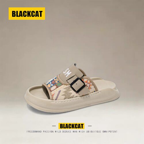 美国BLACKCAT沙滩鞋男款2026夏季新款男士休闲凉鞋高级感一字凉拖