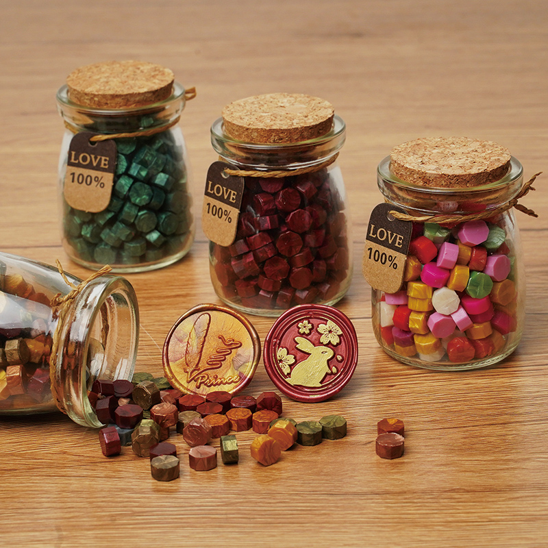 宜可51色精美瓶装八角火漆蜡粒