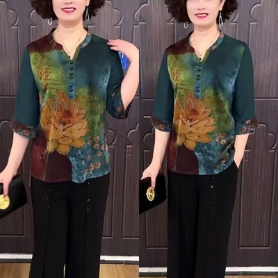 桑蚕丝真丝上衣杭州新款花色t恤