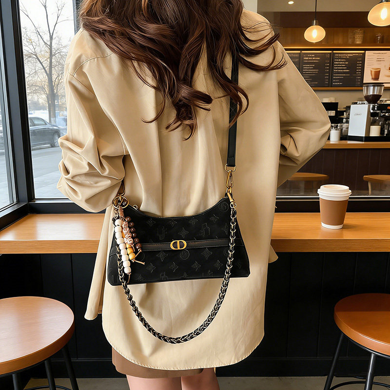 轻奢小众设计腋下包女链条包单肩斜挎包高级感黑色女包包2026新款