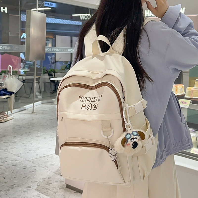 简约ins风书包女孩初中生小学生百搭背包大学生学院风外出双肩包