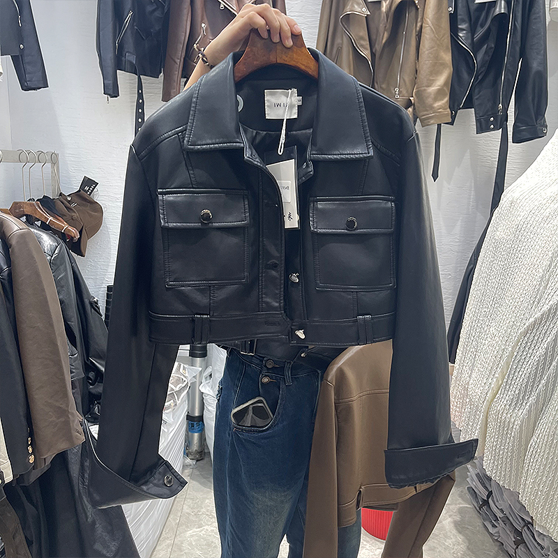 十三行一米2024春季新款短款机车服皮衣长袖外套炸街pu时尚夹克女