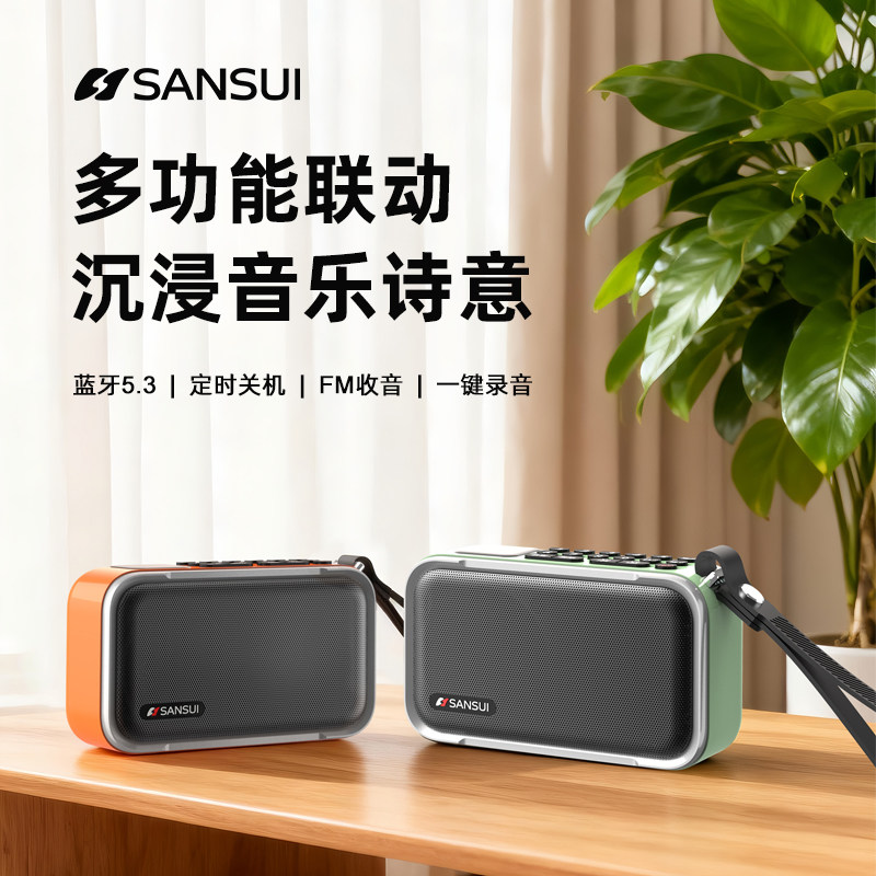 山水U2便携小巧无损蓝牙支持音响插卡插U盘定时关机易操作蓝牙5.3