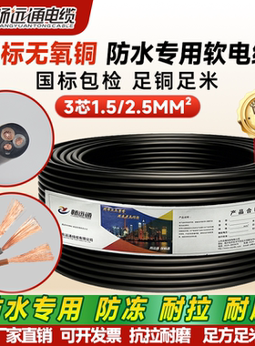 山东远通线缆FST户外防水电缆3芯1.5/2/46平方防雨防冻防晒软电线