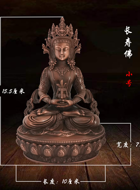 紫铜保平安藏传客厅摆件长寿佛