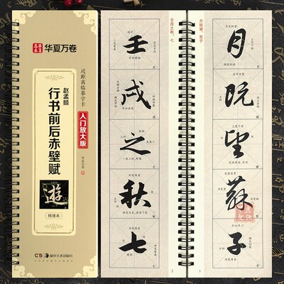赵孟俯行书前后赤壁赋  近距离临摹字卡 米字格原碑帖高清放大版 视频教学初学者基础入门 赵体行书赵孟頫经典碑帖书法临摹字卡