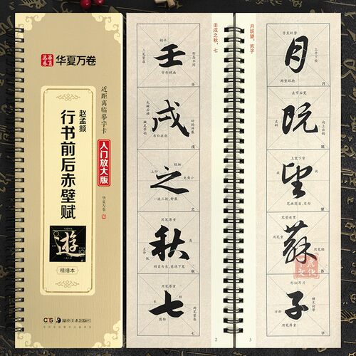 赵孟俯行书前后赤壁赋  近距离临摹字卡 米字格原碑帖高清放大版 视频教学初学者基础入门 赵体行书赵孟頫经典碑帖书法临摹字卡
