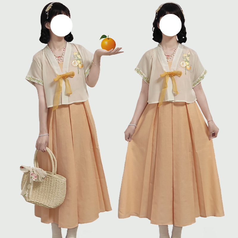 刺绣｜唐背子吊带裙日常汉服