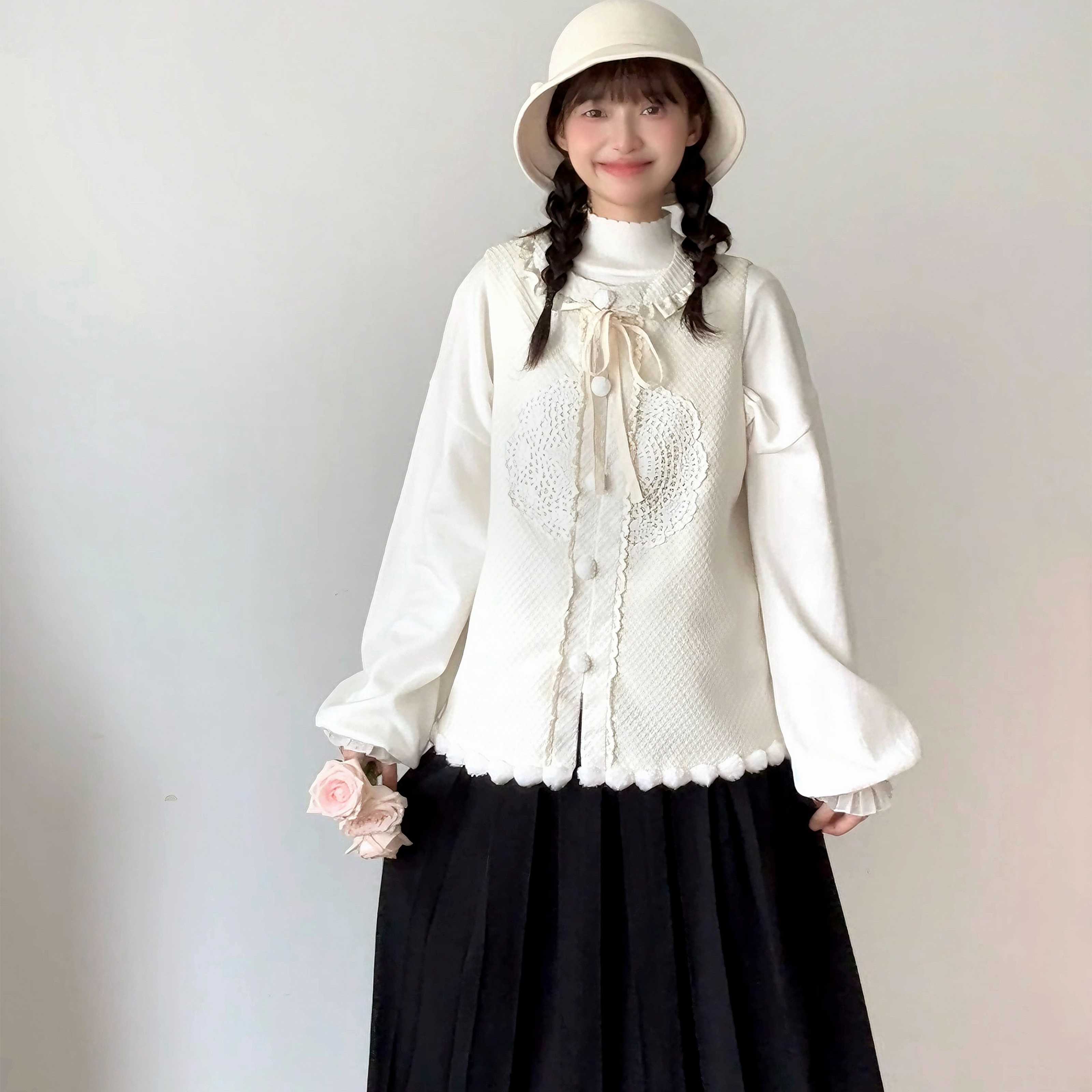 花朝记秋冬明制汉服毛呢比甲褶裙