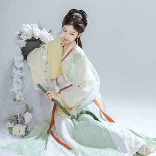 花朝记汉服原创 初夏花园系列晋制刺绣交领襦十二破交窬裙 玲珑雪