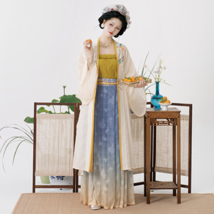 花朝记｜西园｜宋制汉服铁拐墓长衫百迭裙宋抹提花印金绣花传统风