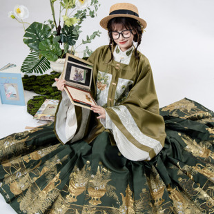 花朝记|蕨类图鉴|明制汉服方领补服对襟短袄马面裙织金妆花日常