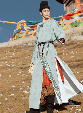 花朝记｜凉州词｜春秋冬传统汉服男｜团花提花｜唐制圆领袍蹀躞带