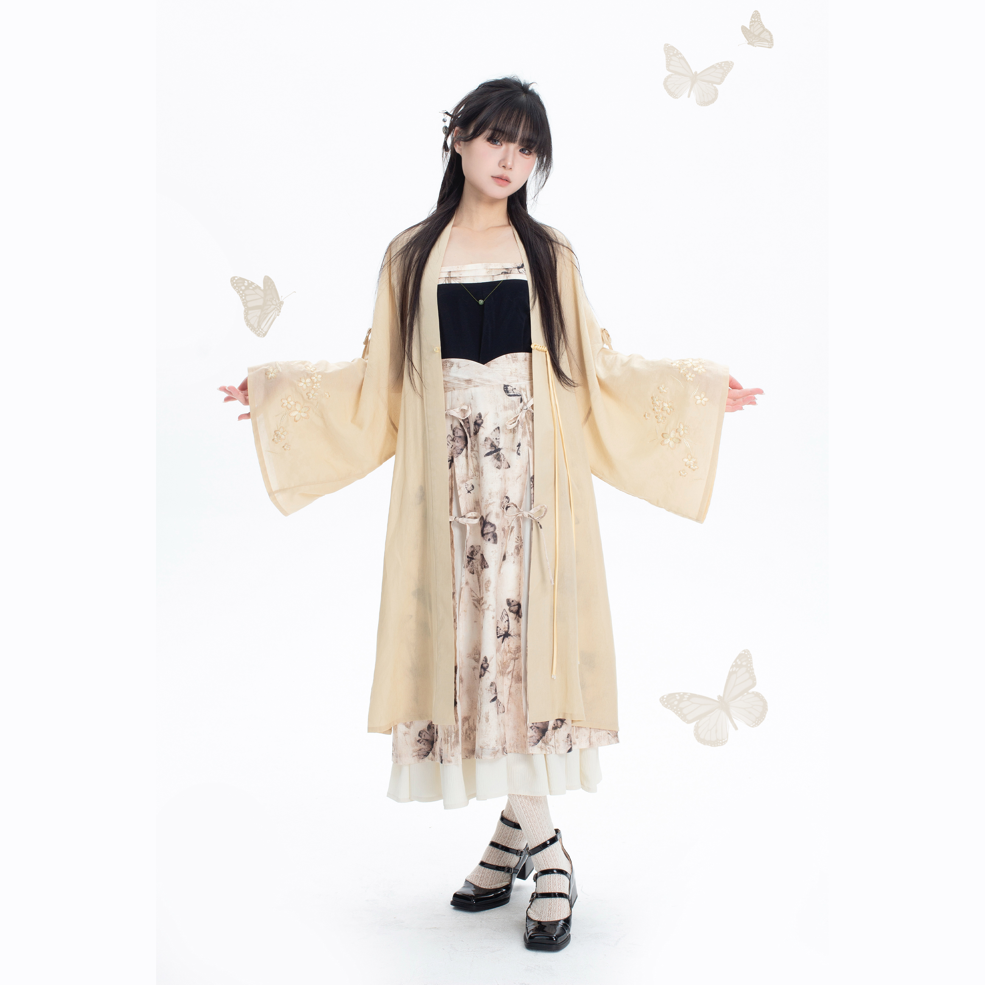 花朝记宋长衫三裥裙国风文艺汉服