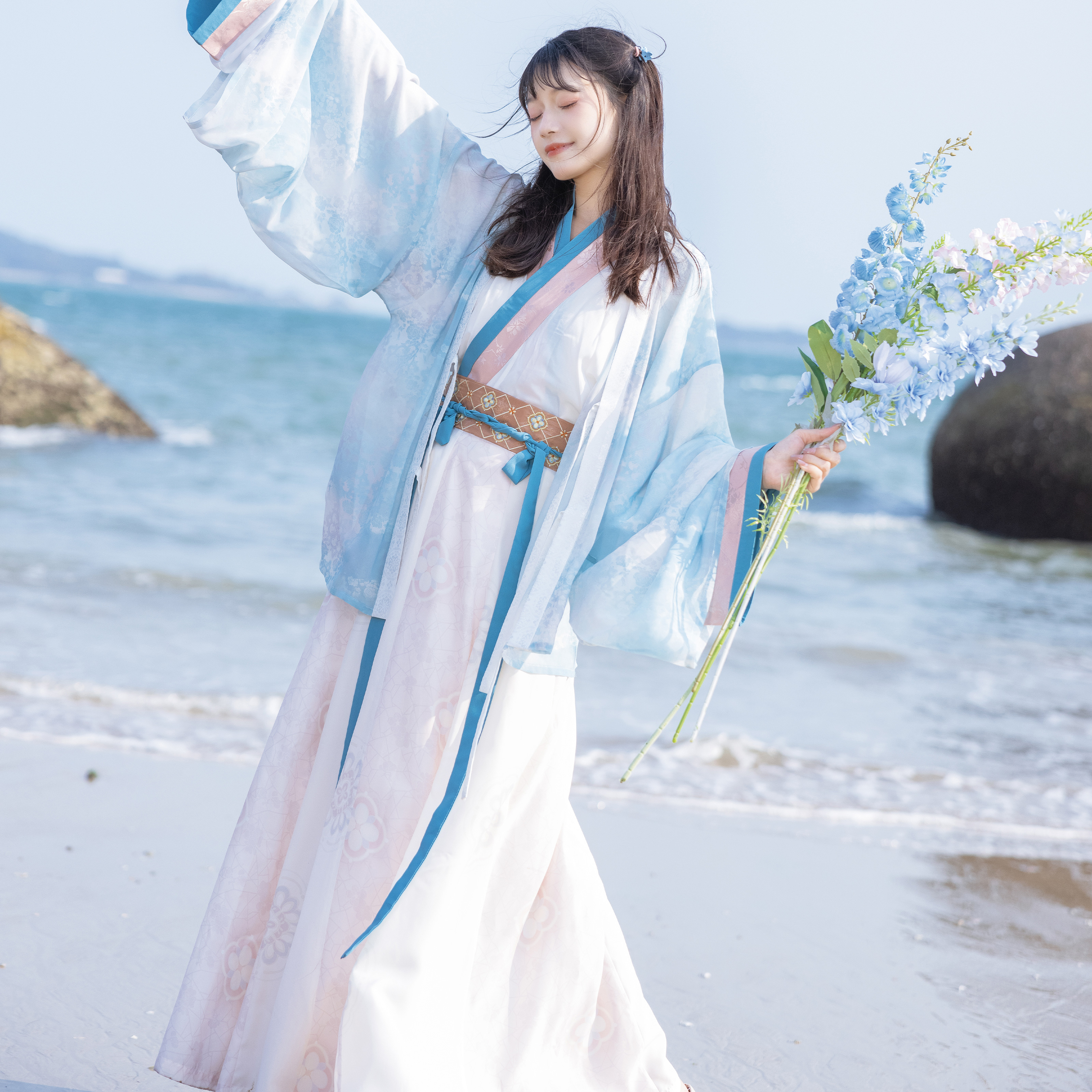 花朝记晋褶衣交窬裙清新文艺汉服