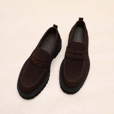 英伦时尚百搭商务休闲厚底增高便士乐福鞋韩版一脚蹬舒适透气男鞋