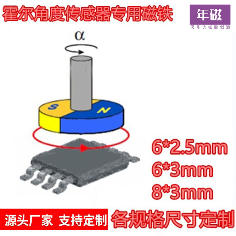 磁编码器配套磁铁 径向充磁 AUMS原装磁钢 耐温侧面强磁铁6*2.5mm 电子元器件市场 磁性元件/磁性材料 原图主图