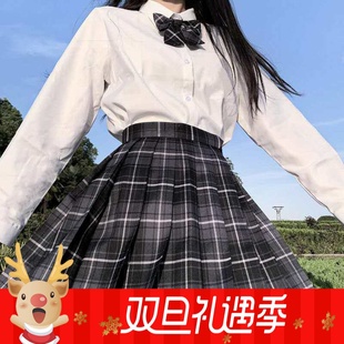 短裙百褶裙女学院风水手服短袖 jk正版 JK学生套装 基础版 烟灰