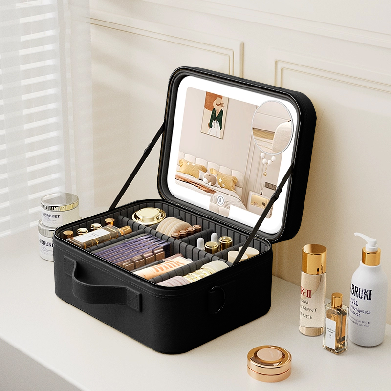 高端带镜子化妆包女大容量
