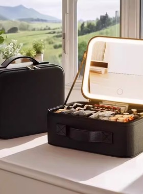 高端带镜子化妆包女大容量新款便携式化妆盒分区外出旅行化妆箱