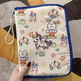 产检收纳册卡通带拉链包2026新款可折叠孕检报告单马宝宝怀孕建档记录册活页便携文件夹孕妇孕期初期用品手册