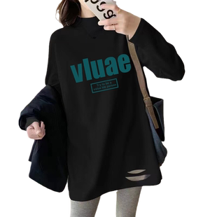 内搭打底衫女秋冬加厚叠穿德绒卫衣洋气中长款遮屁屁长袖T恤ins潮