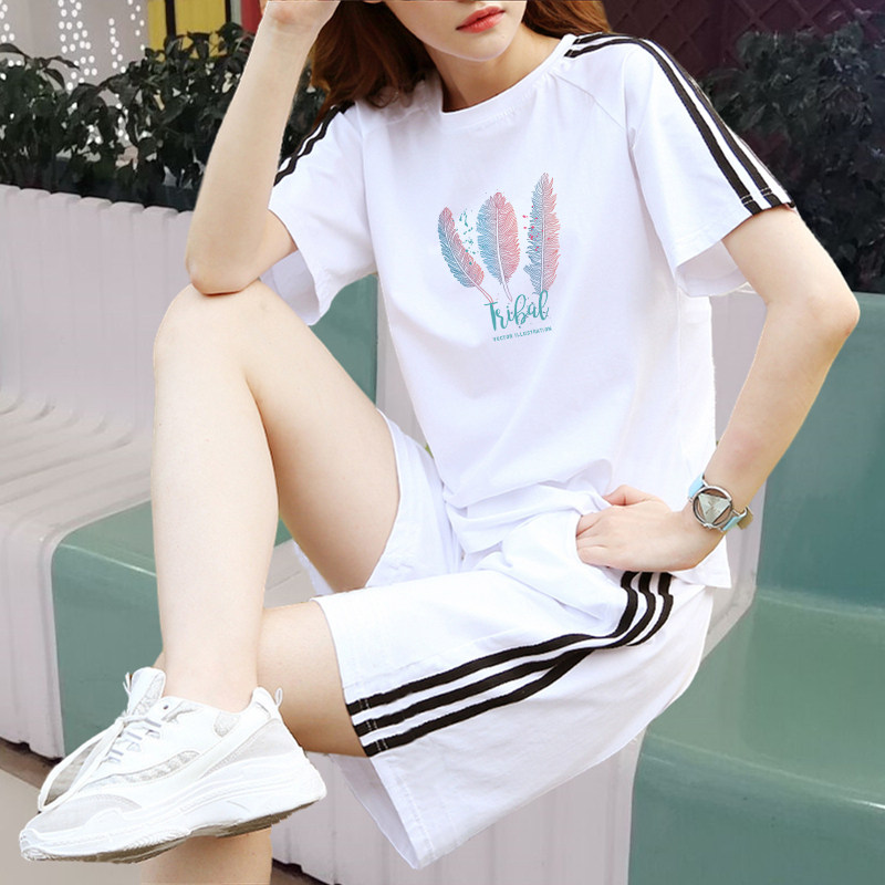 套装女2025夏季新款纯棉速干短袖+短裤时尚两件套减龄休闲运动服