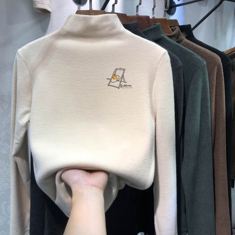 双面德绒打底衫女秋冬阳离子加厚