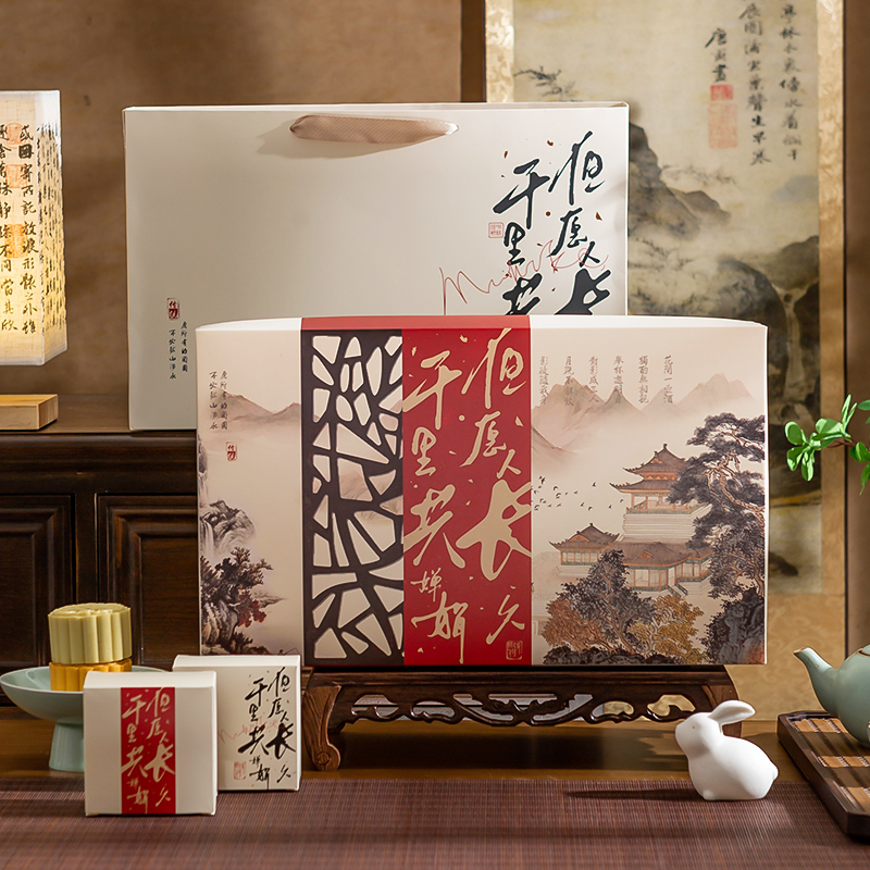 2025中秋节高档月饼礼盒手提国风4/6/8粒50g100克月饼盒子包装盒