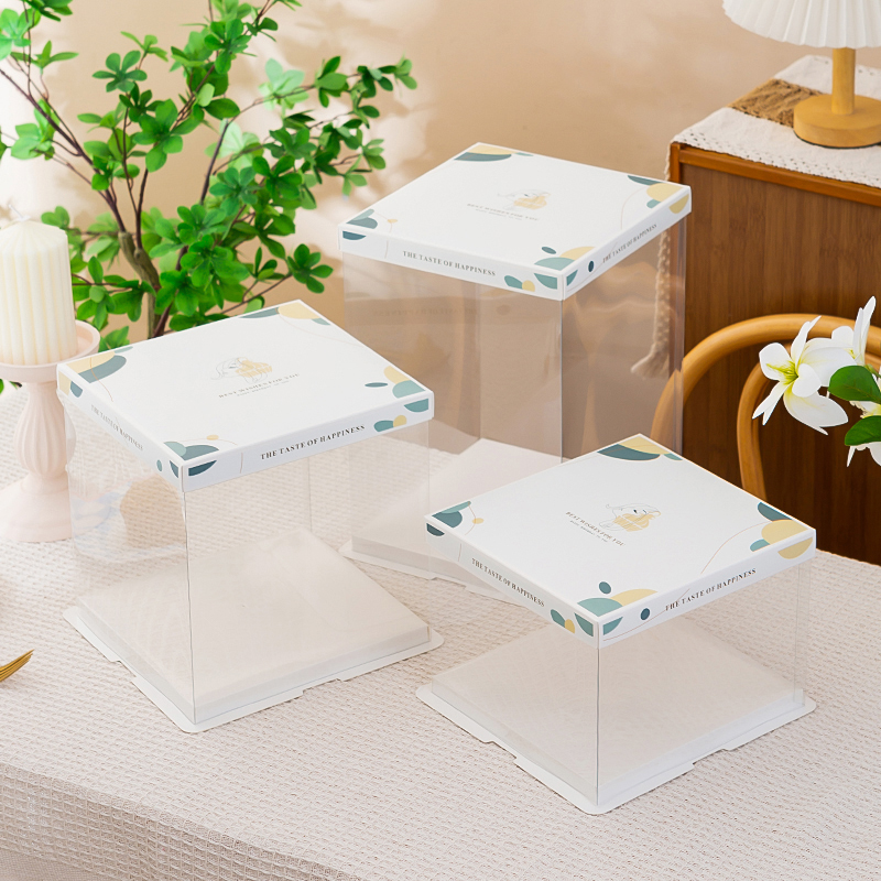全透明6/8/10/12寸生日蛋糕盒子手提六八十寸加高烘焙包装盒定制