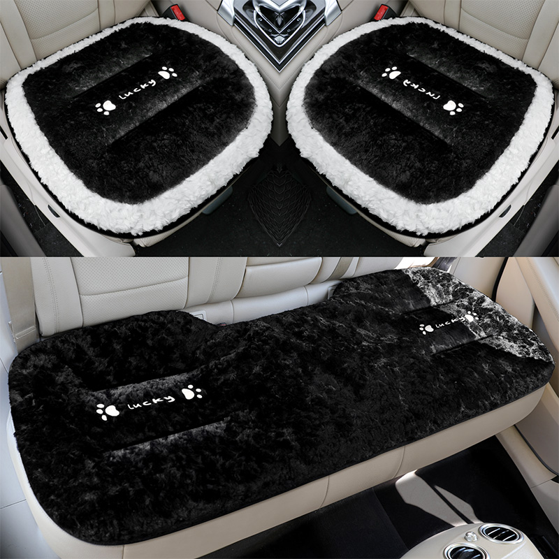 汽车坐垫冬季毛绒加厚车垫车内可爱卡通保暖主驾驶座椅套半包座垫