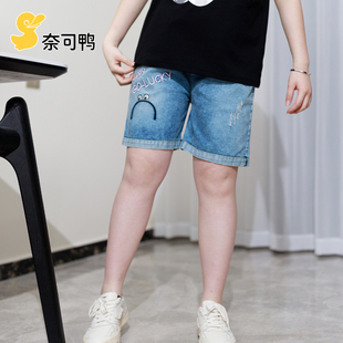 胖女童五分短裤2024年夏季中大童装宽松加肥加大裤子胖女孩牛仔裤