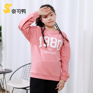 胖女童秋装中大童加肥加大卫衣长袖胖女孩大码宽松洋气上衣纯棉潮