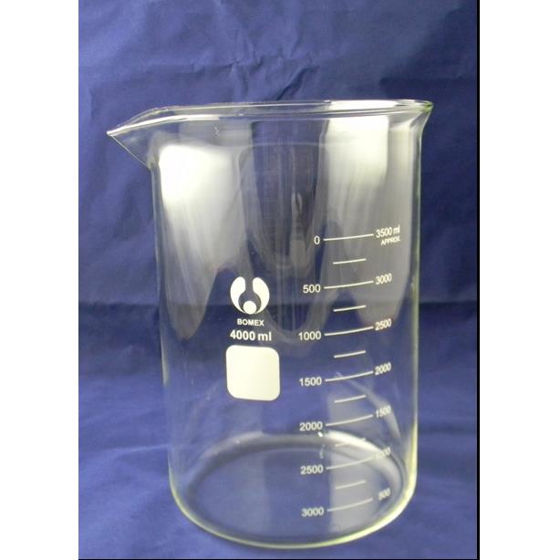 玻璃烧杯4000ml/3500ml低型烧杯量杯4L北京北玻博美 BOMEX耐高温