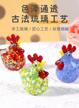 淄博博山琉璃手作咕咕鸡招财猫招财虎桌面摆件办公书桌摆设礼物