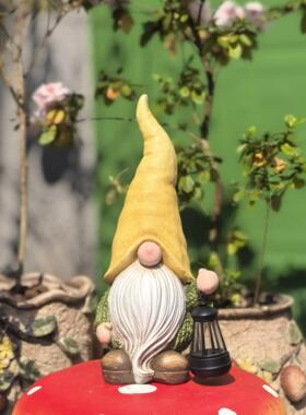 树脂高30cm甘道夫矮人精灵摆件太阳能灯户外庭院装饰可爱复古风格