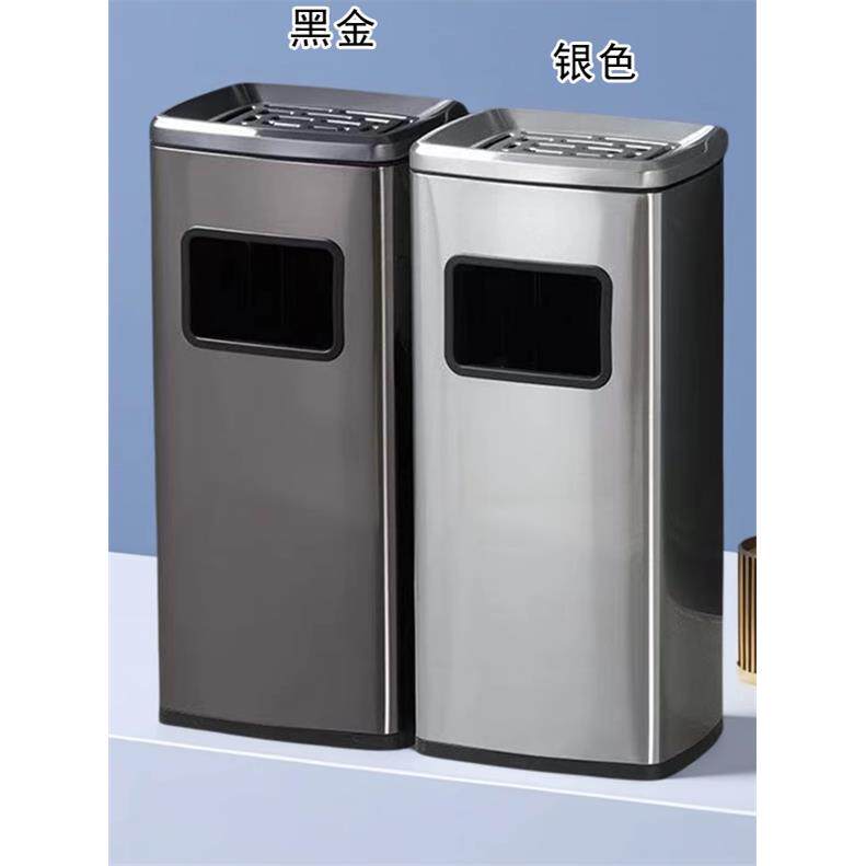 不锈钢垃圾桶卫生间擦手纸无盖直投翻盖侧开商用方形电梯口果皮箱