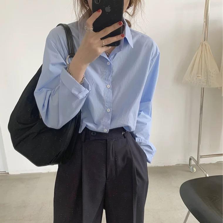 2025新款韩版宽松叠穿白色衬衫女秋装新款设计感小众法式上衣复古