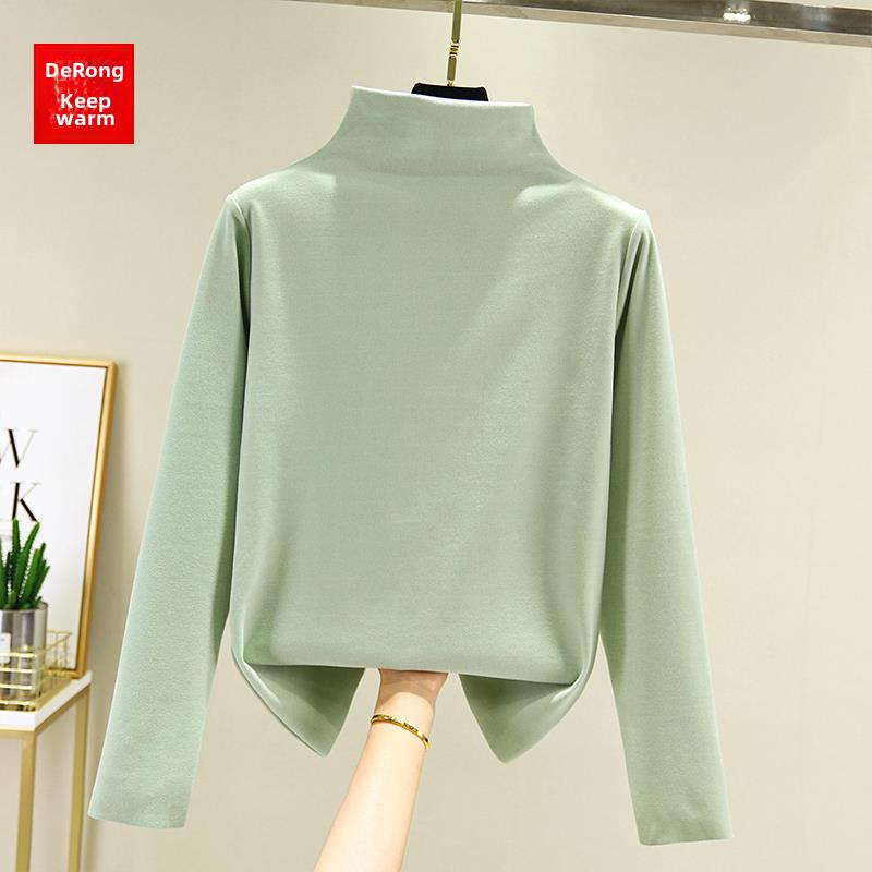 2025新款韩版德绒打底衫女秋冬季半高领长袖t恤百搭洋气加绒加厚