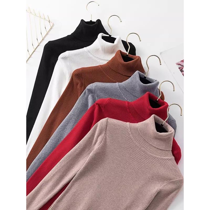 2025新款韩版套头毛衣秋冬新款紧身打底衫女长袖内搭上衣针织衫半