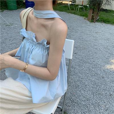 2025新款韩版夏天小个子宽松度假风露肩上衣女夏季新款设计感小众