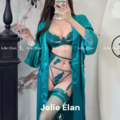 JolieElan·伊甸乐园·法式 蕾丝网纱刺绣性感透视聚拢内衣套装