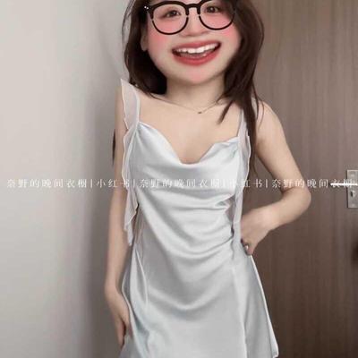 【美神降临】简约高级感荡领飘带睡裙带可拆卸胸垫可外穿连衣裙