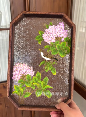 绣球掐丝珐琅diy手工装饰画茶盘