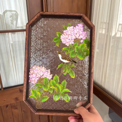 绣球掐丝珐琅diy手工装饰画茶盘