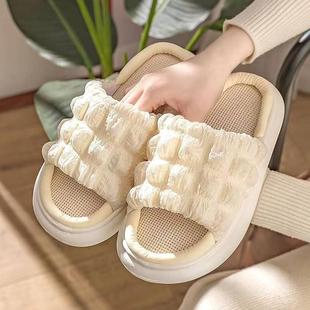 女四季 日本亚麻拖鞋 室内居家居棉麻布家用外穿吸汗踩屎感厚底凉拖