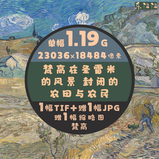 文森特·梵高在圣雷米的风景封闭的农田与农民超高清梵高油画图片